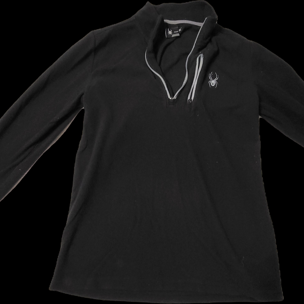 Black Quarter-Zip Pullover with Spider Logo